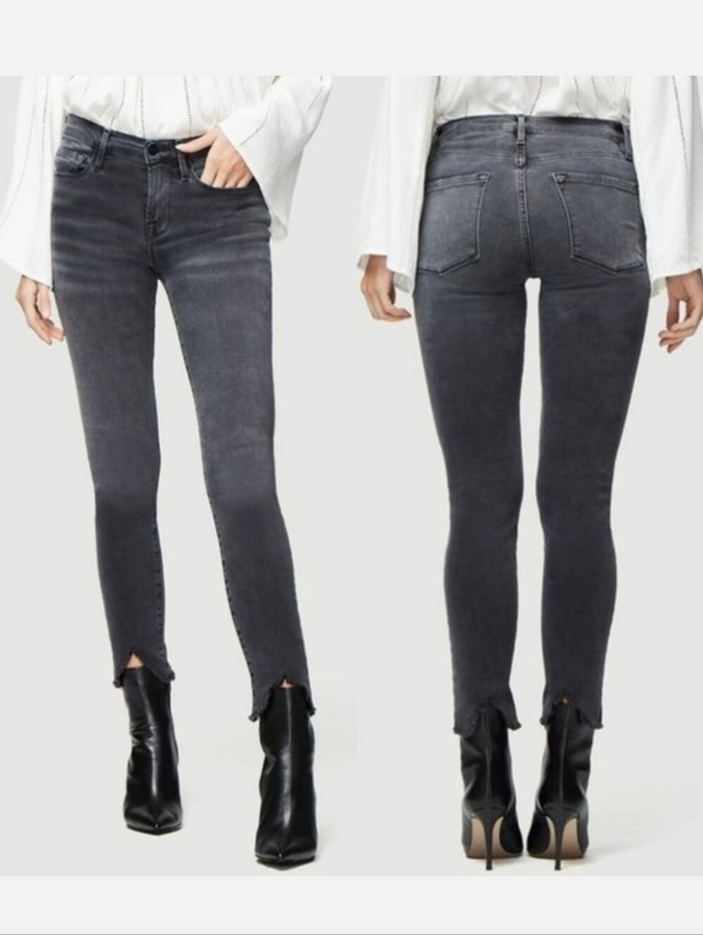 FRAME Le Skinny De Jeanne Crop Raw Triangle Hem Size 28